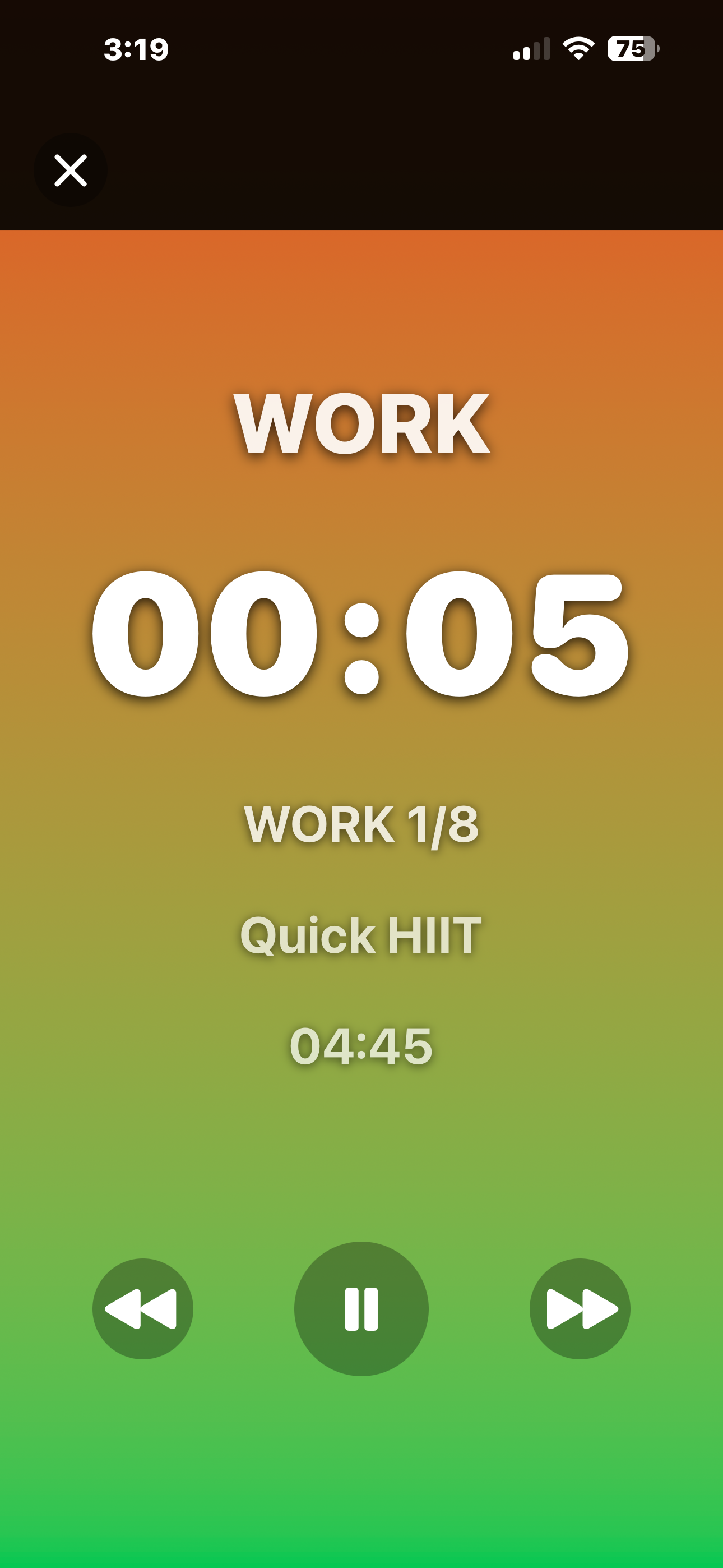 Main Timer Screen